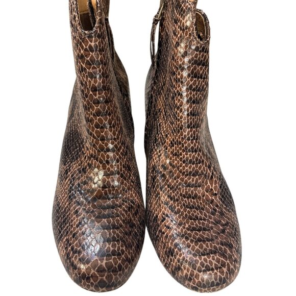 Lucca Lane Brown Snakeskin Print Leather Ankle Boots With Block Heel Size 9Women - Picture 2 of 8
